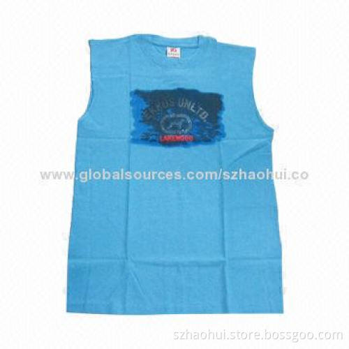 Men's Printed Cotton Vest with Contrast Panel, Customized Orders Welcomed